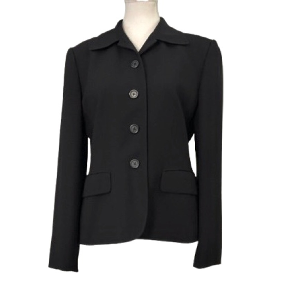 Vintage Ralph Lauren Black Blazer Designer Jacket Size 6 Small Button Designer